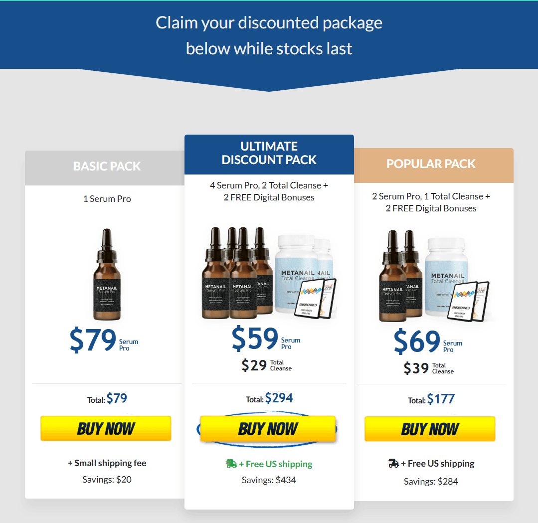 metanail serum pro official price packages breakdown